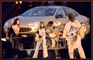 Queen playing with a Chrysler on stage